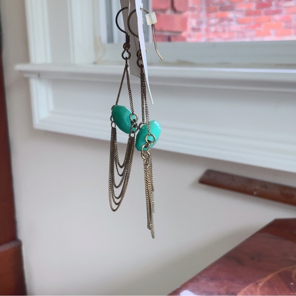 Julie Vos 24K Gold Chain Amazonite Long Dangling Earrings 2017 Collection - Picture 9 of 16